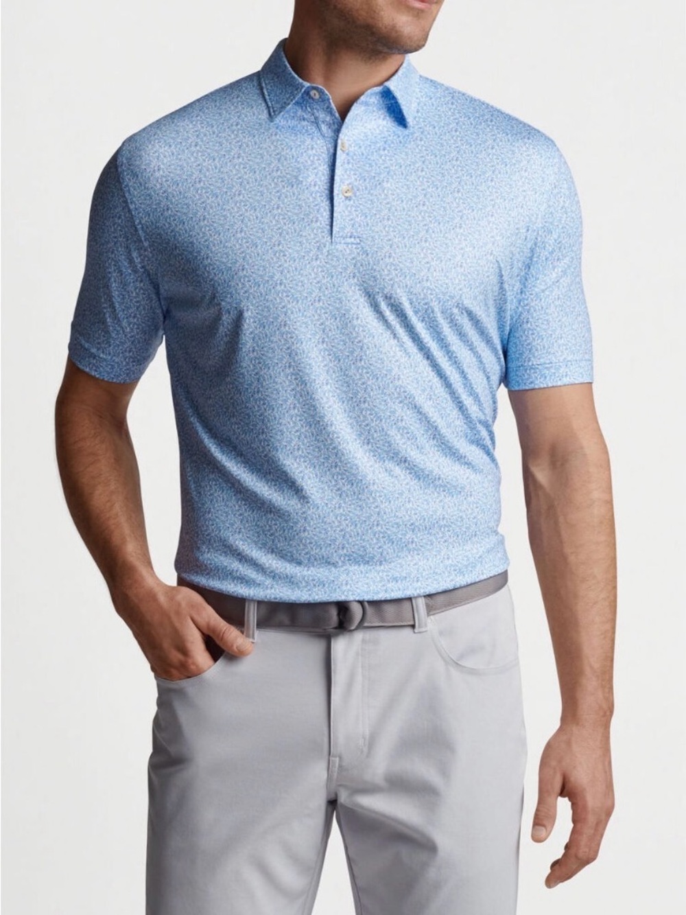 Peter Millar Men's Blue Poppy Flying Feathers Performance Jersey Polo Sz XL